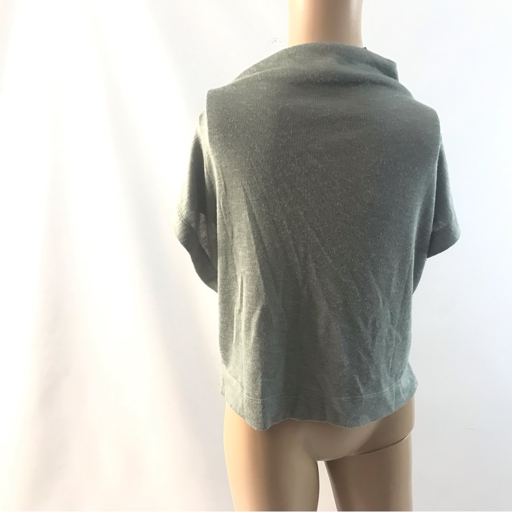 Anthropologie Cowl Neck Sweater Green Size S Shortsleeve Top Knit Women NEW - Picture 2 of 4